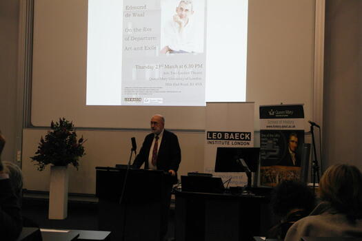 Sander Gilman (Chairman of the LBI London) introducing Edmund de Waal