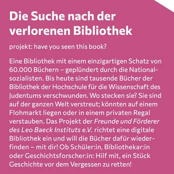 Library of Lost Books information sheet